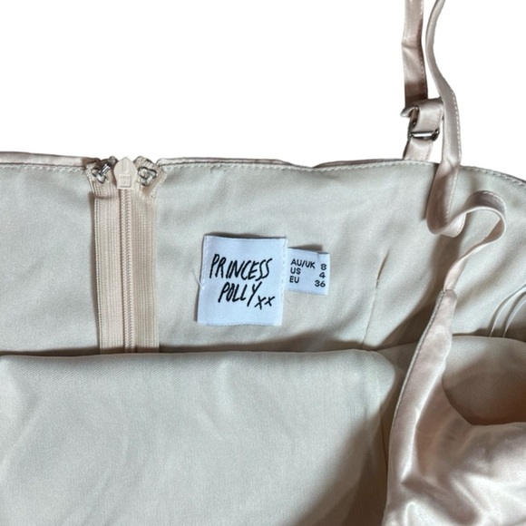 Princess Polly Cottage hill mini dress Cream / champagne Satin Size 4 - Picture 9 of 11